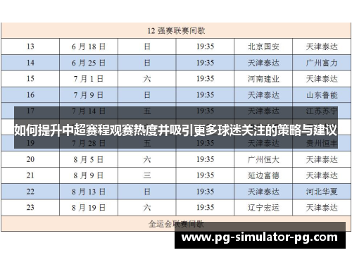 如何提升中超赛程观赛热度并吸引更多球迷关注的策略与建议