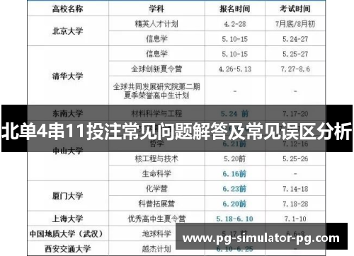 北单4串11投注常见问题解答及常见误区分析