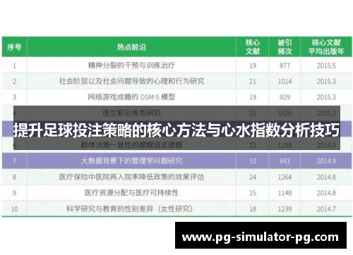 提升足球投注策略的核心方法与心水指数分析技巧